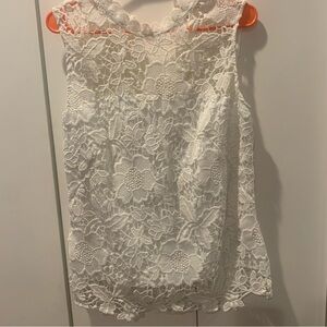 Nannette lepore crochet lace high neck top women’s med